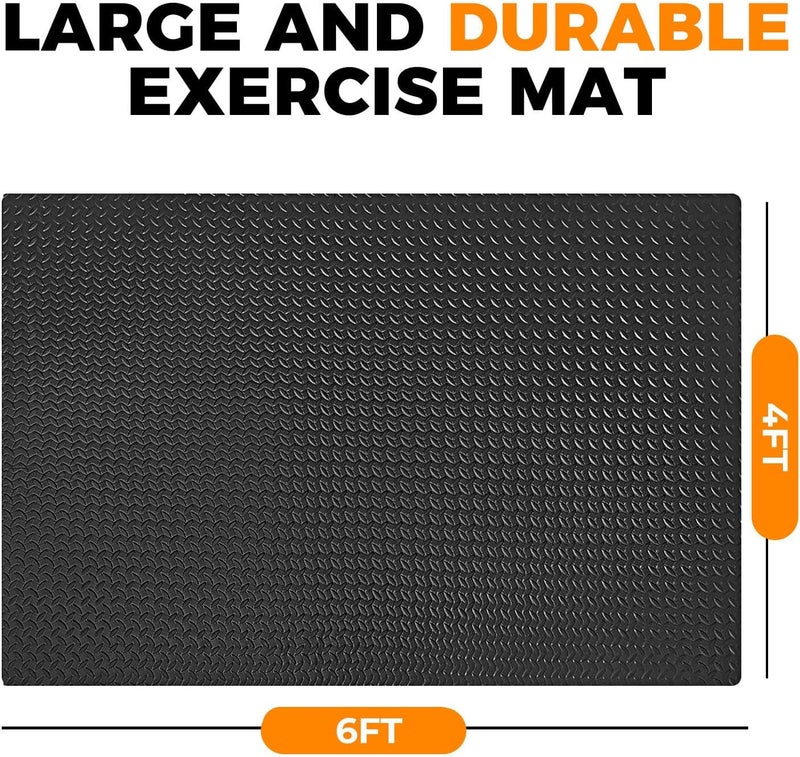 BierBear 4x6ft Gym Floor Mat 10mm Thick - Large TPE/NPE Foam Workout Mat for Home Gym, Garage Floor, Yoga & Exercise - Non-Slip Eco-Friendly Fitness Mat (Black) - Image 2